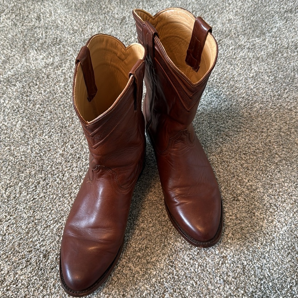 JRC & SONS MEN'S KINGSTON BRUSH OFF GOAT LEATHER ROUND TOE ROPER BOOT 10D - Picture 7 of 7